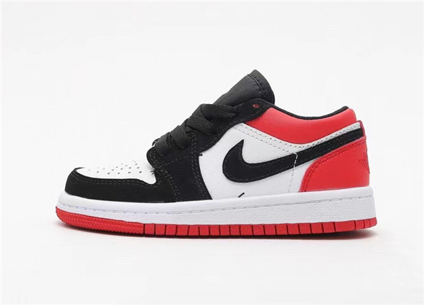Youth Running Weapon Air Jordan 1 Black/Red/White Low Top Shoes 0082